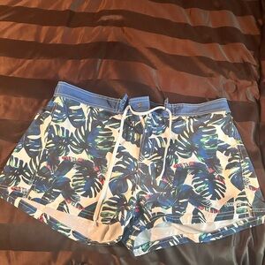 Tropical Leaf Print Swim Shorts